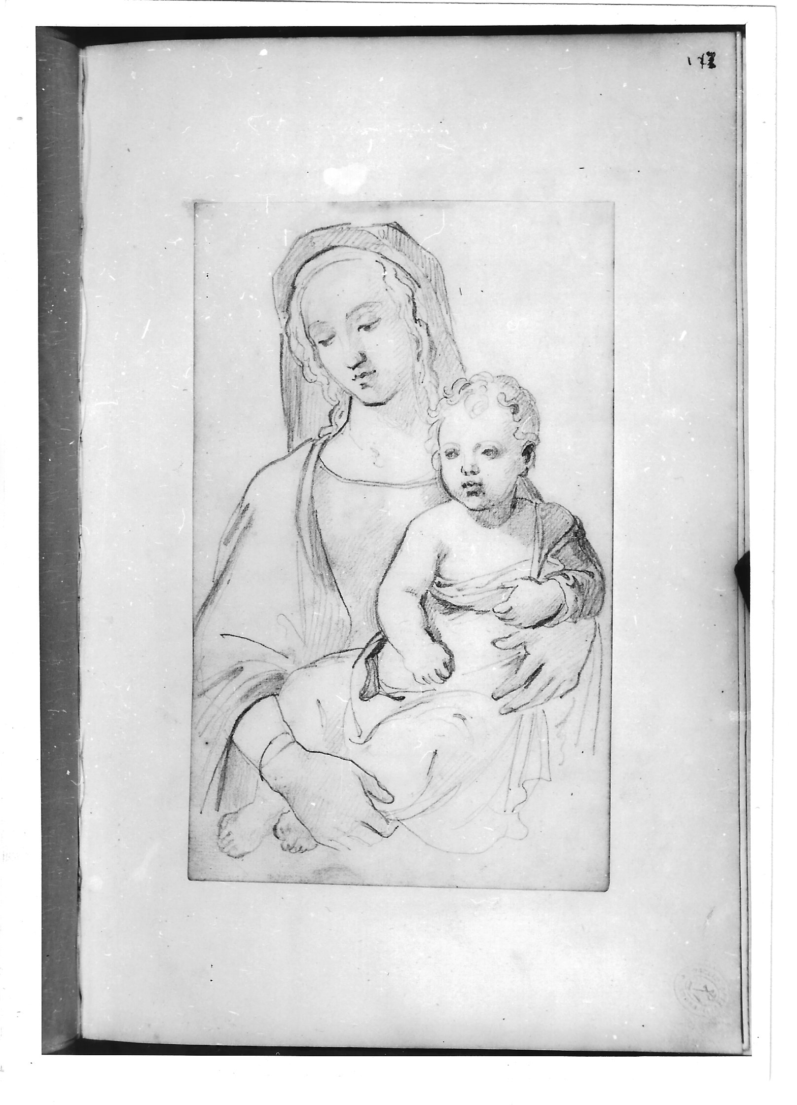 Madonna con bambino (disegno) di Bezzuoli Giuseppe (sec. XIX)