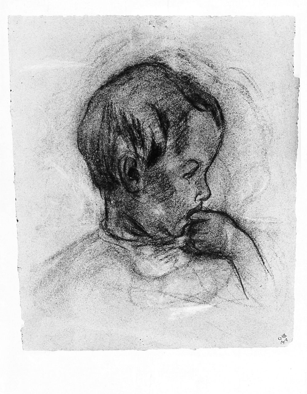 bambino (r.), madre con bambino (v.) (disegno) di Chaplin Elisabeth (sec. XX)