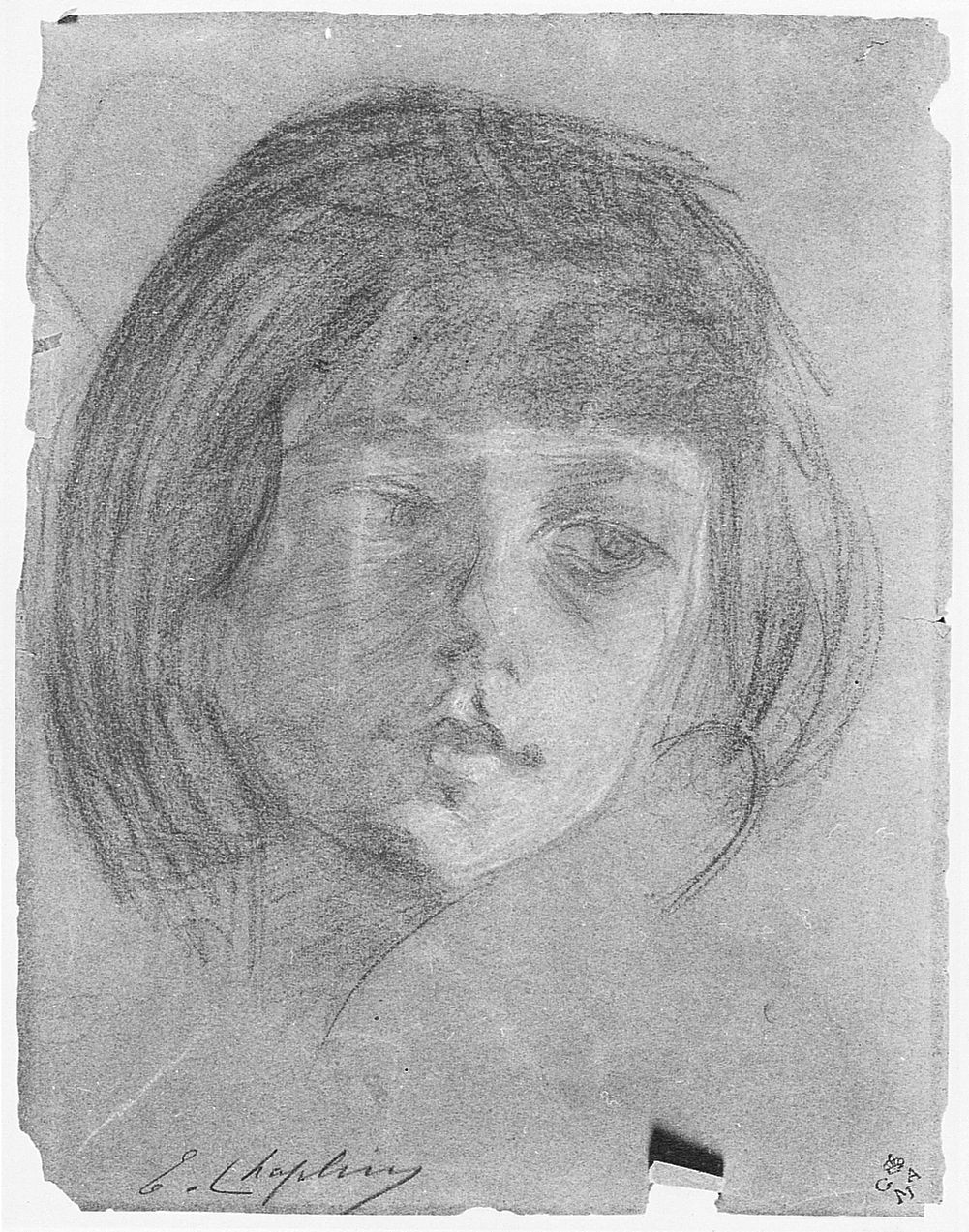 ritratto di bambina (disegno) di Chaplin Elisabeth (sec. XX)