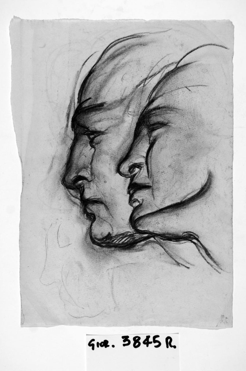 ritratto d'uomo (r.), ritratto di donna (v.) (disegno) di Chaplin Elisabeth (sec. XX)