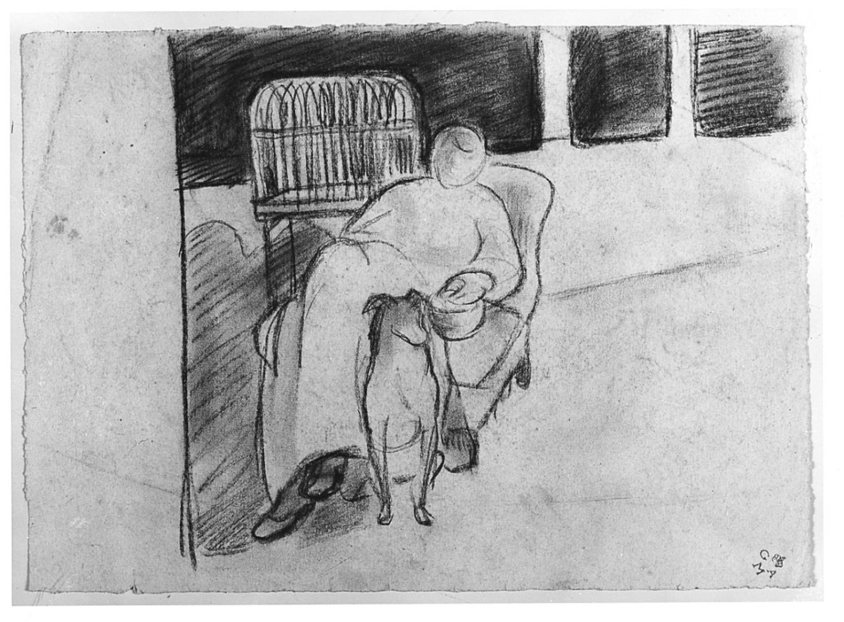 figura femminile seduta (disegno) di Chaplin Elisabeth (sec. XX)