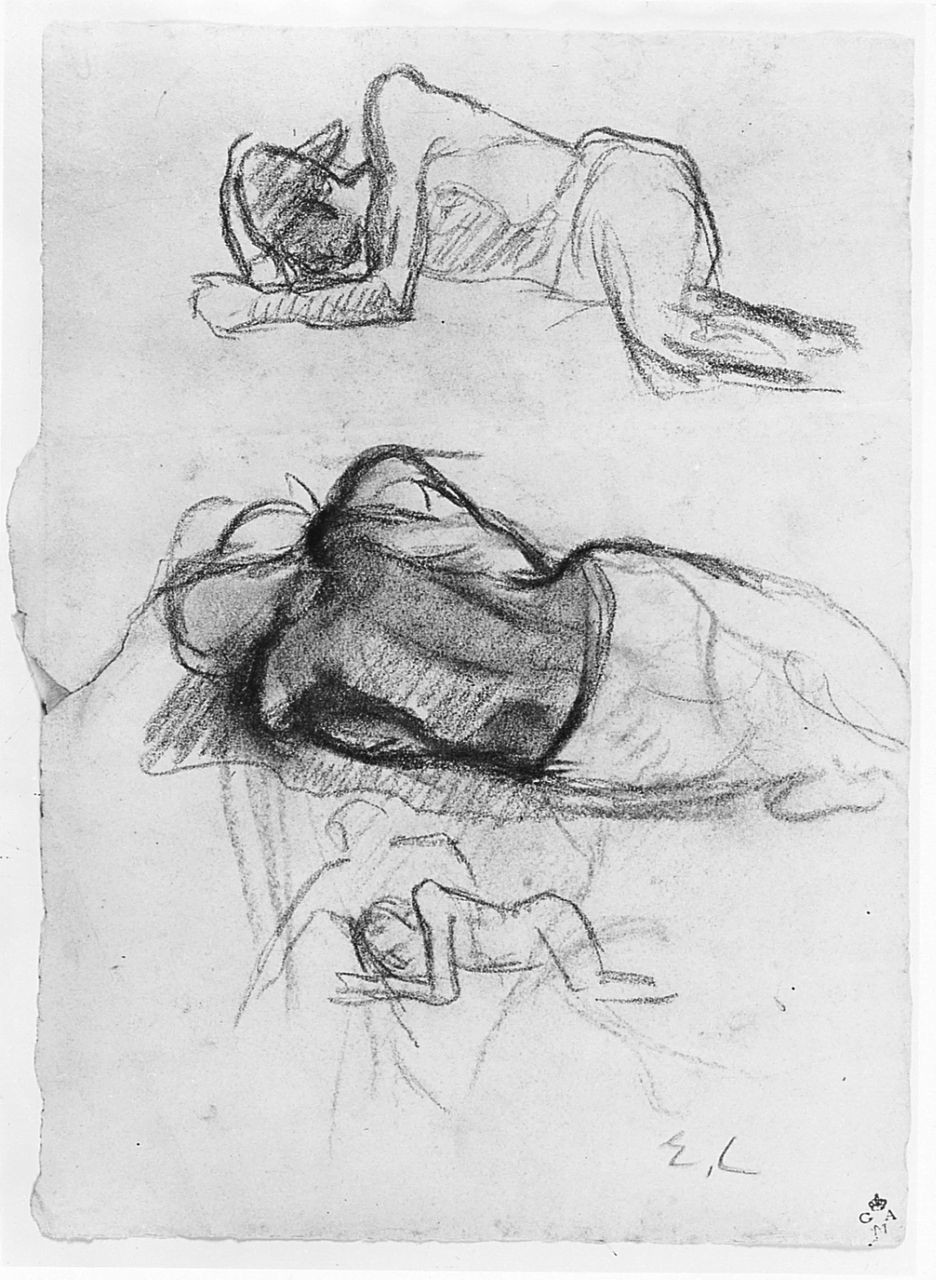 figura maschile (r.), animali (v.) (disegno) di Chaplin Elisabeth (sec. XX)