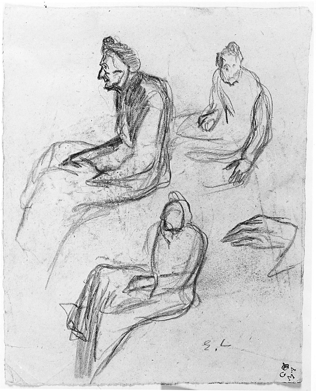 figure femminili (r.), figura femminile (v.) (disegno) di Chaplin Elisabeth (sec. XX)