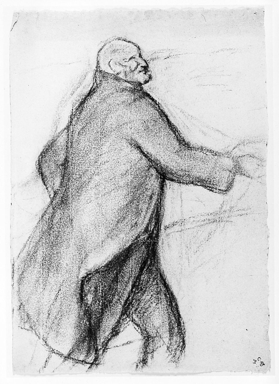 figura maschile (r.), ritratto di donna (v.) (disegno) di Chaplin Elisabeth (sec. XX)