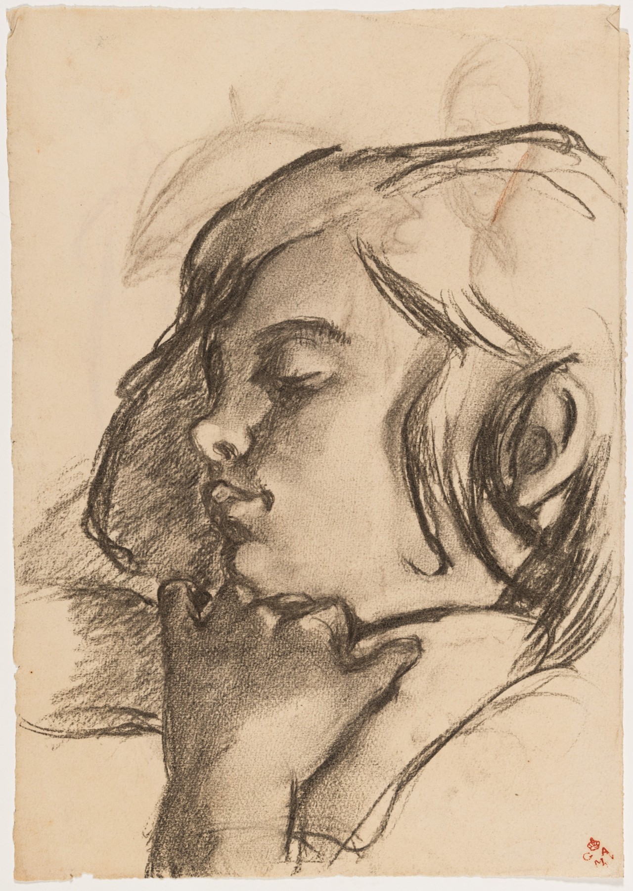 bambina che dorme (v.), studio di figure (r.) (disegno) di Chaplin Elisabeth (sec. XX)