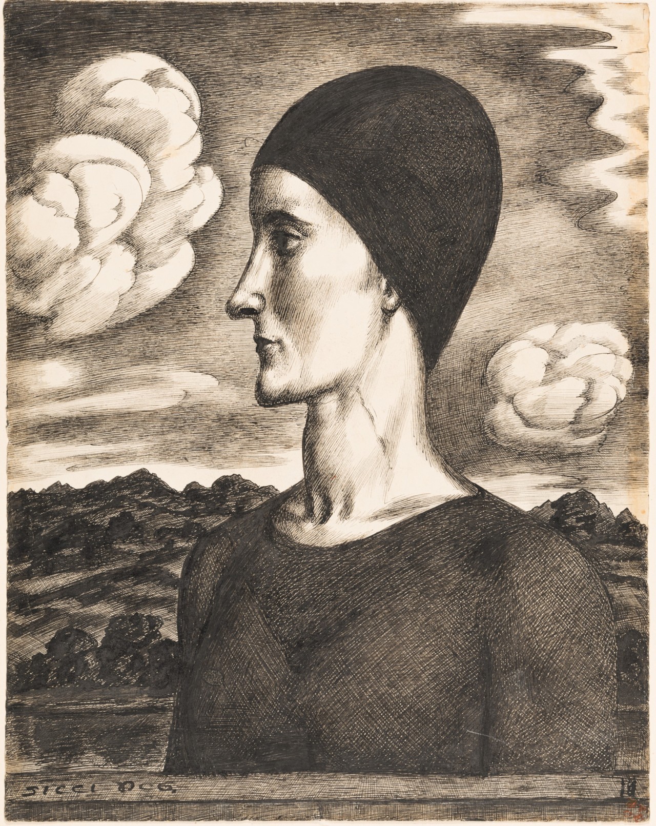 figura femminile (r.), figure femminili, le tre età della donna (v.) (disegno) di Baldwin John (sec. XX)