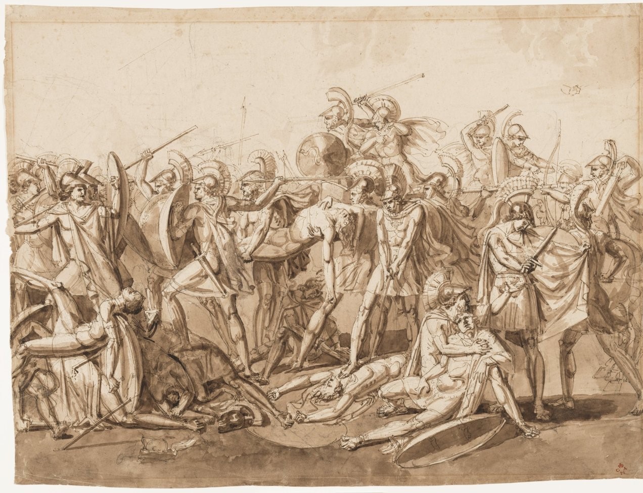 morte di Patroclo (disegno) di Ademollo Luigi (sec. XVIII)