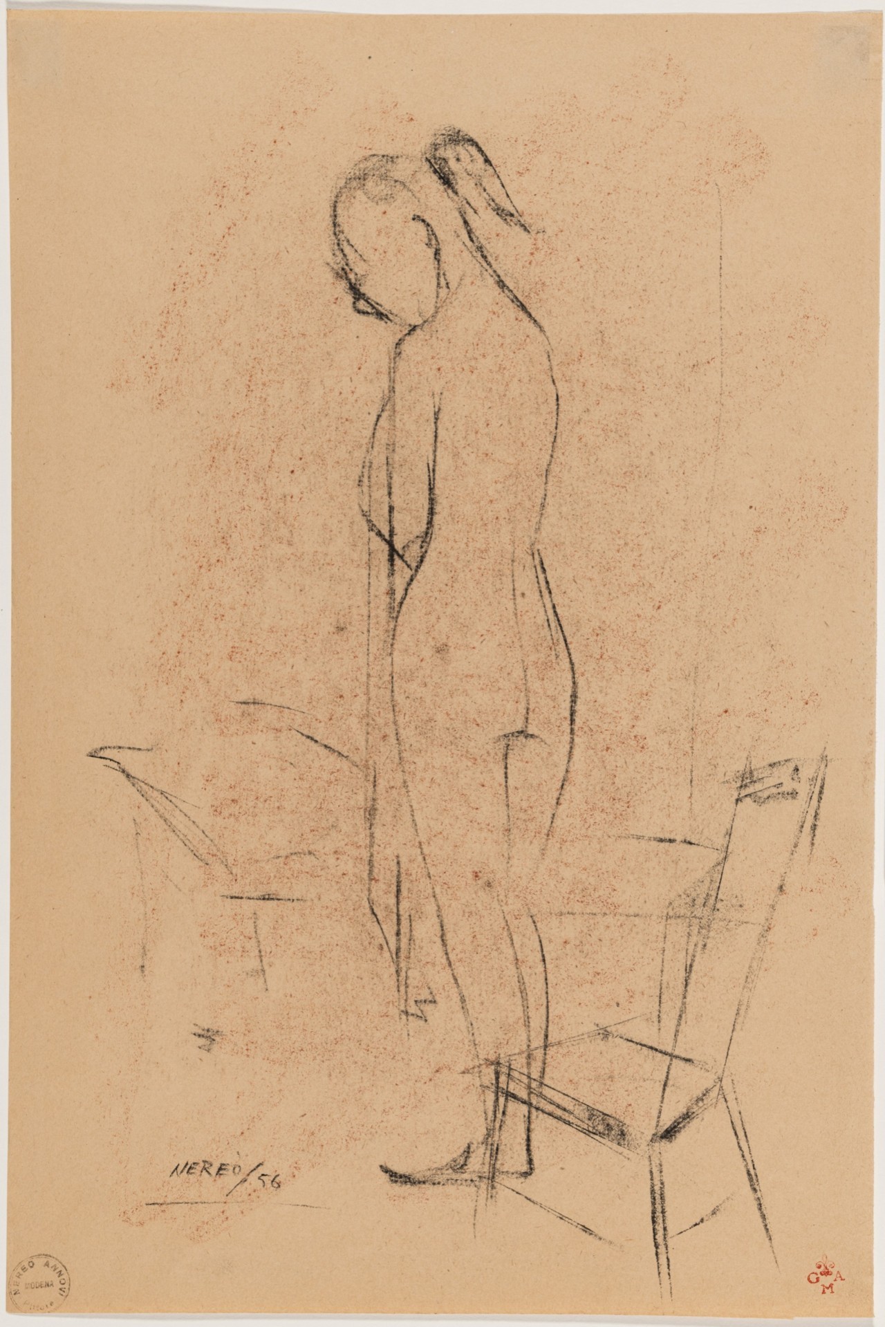 figura femminile nuda (disegno) di Annovi Nereo (sec. XX)