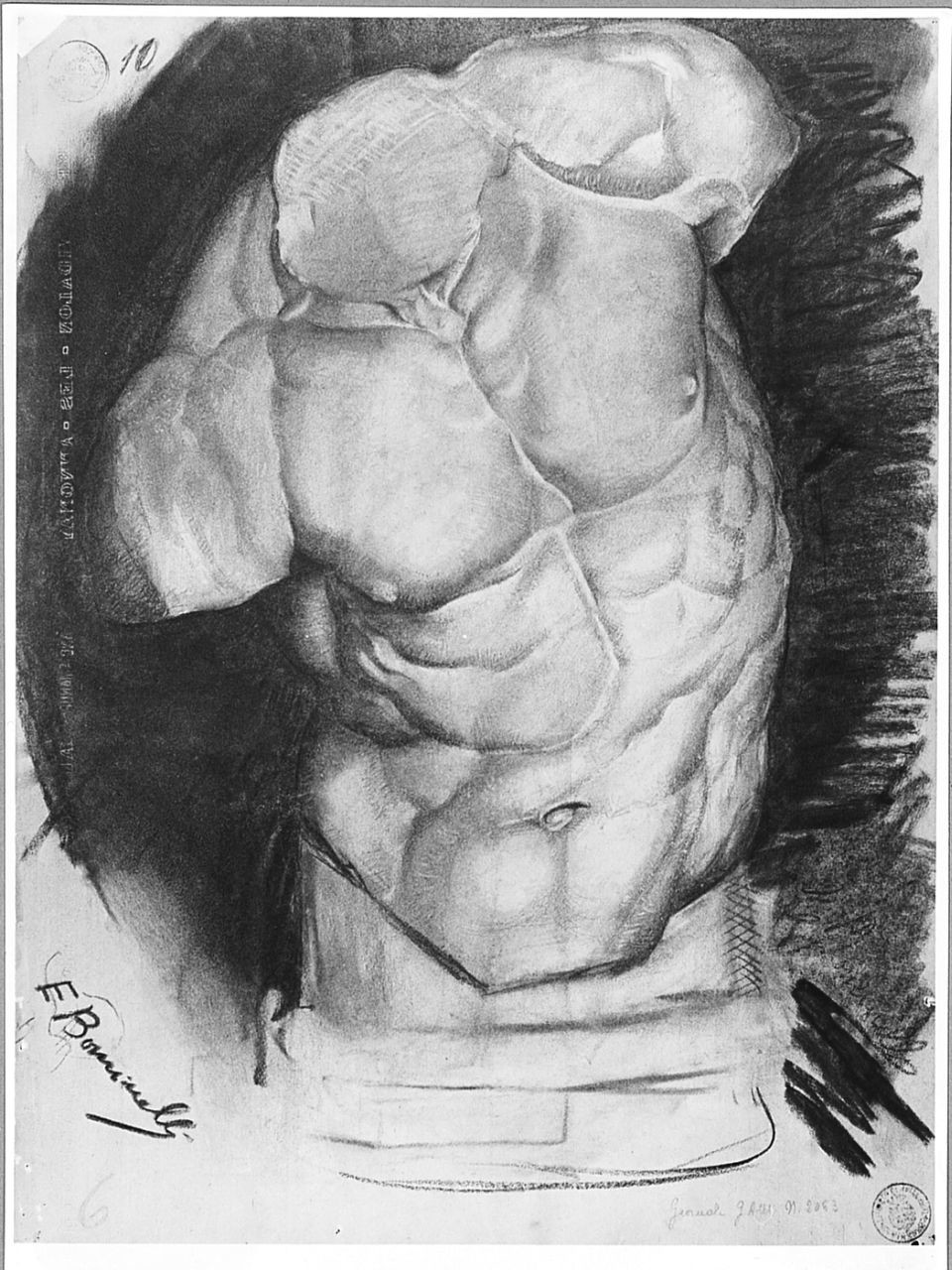 particolari anatomici (r.), ritratto femminile (v.) (disegno) di Boncinelli Evaristo (sec. XX)