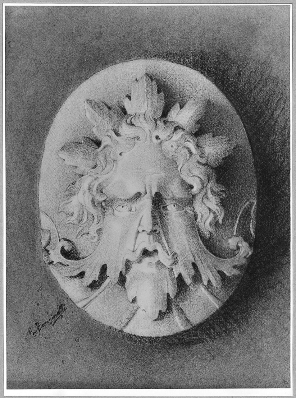 mascherone (disegno) di Boncinelli Evaristo (sec. XX)