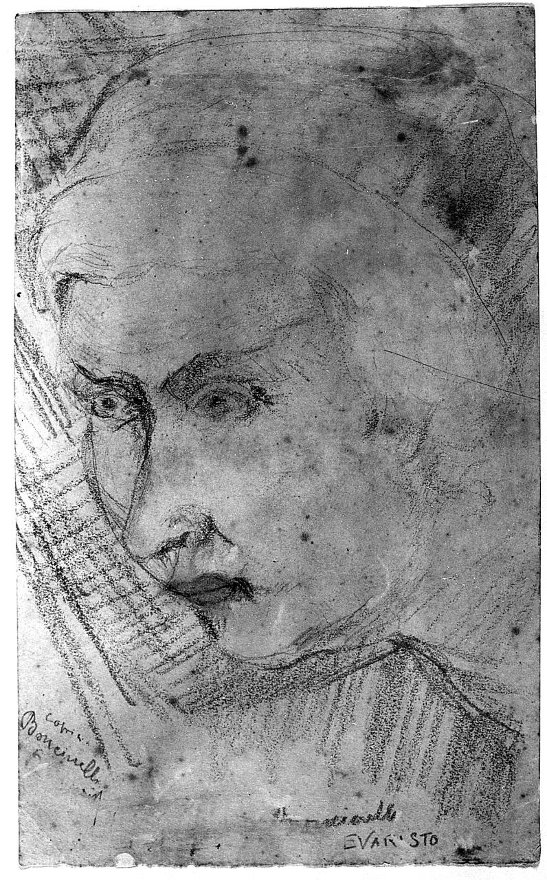 ritratto di donna (r.), interno (v.) (disegno) di Boncinelli Evaristo (sec. XX)