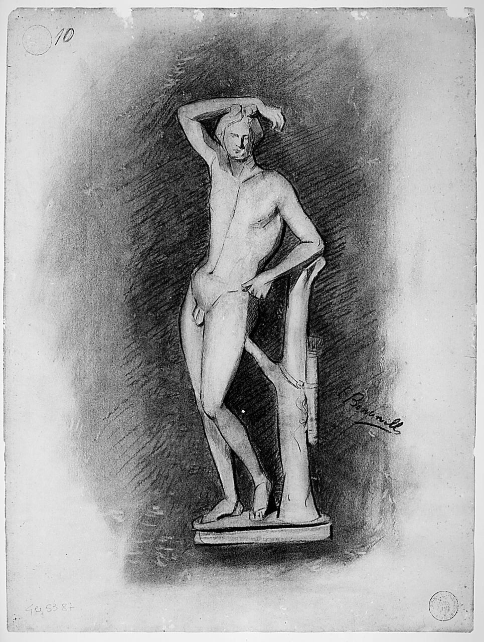 figura maschile (r.), figura maschile (v.) (disegno) di Boncinelli Evaristo (sec. XX)