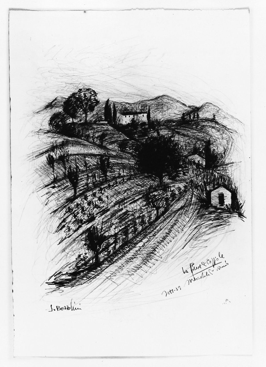 La pieve di Foggiole (disegno) di Bozzolini Silvano (sec. XX)