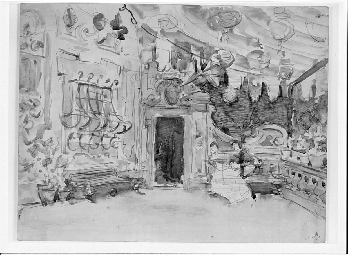 architettura illusionistica (r.), studi architettonici (v.) (disegno) di Cecchi Adriano (sec. XX)