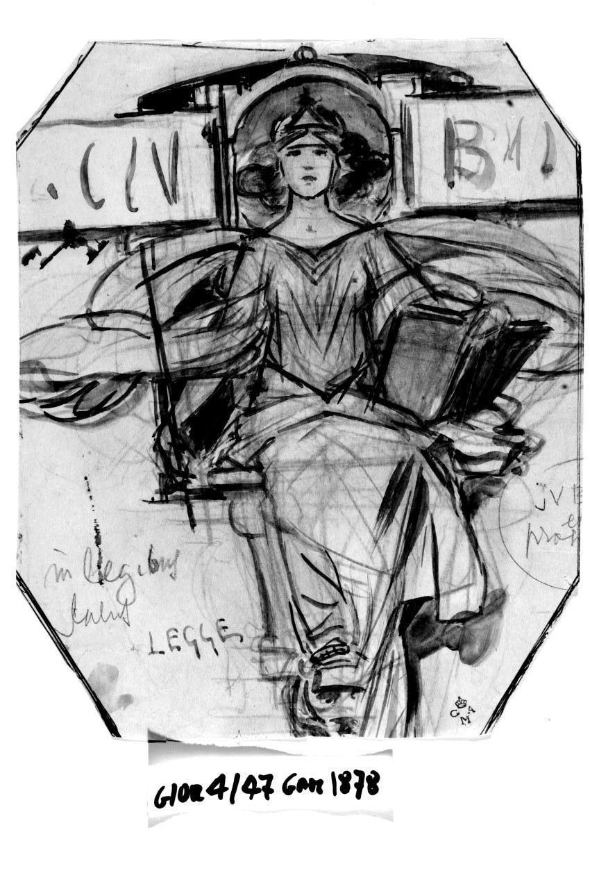 figura allegorica femminile (disegno) di Cecchi Adriano (sec. XX)
