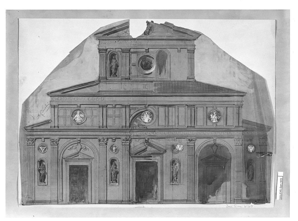 progetto per la facciata della chiesa di San Lorenzo a Firenze, disegno geometrico (disegno) di Cecchi Adriano (sec. XX)
