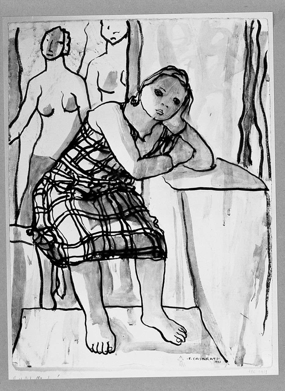 Lisetta, figure femminili (disegno) di Casorati Felice (sec. XX)