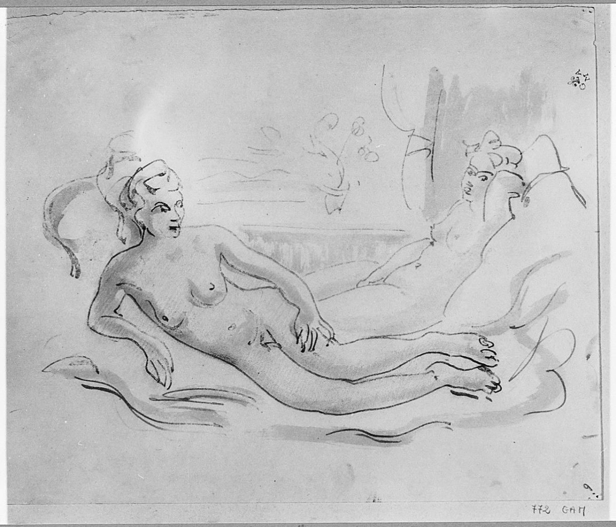 figure femminili nude (disegno) di Caselli Silvano (sec. XX)