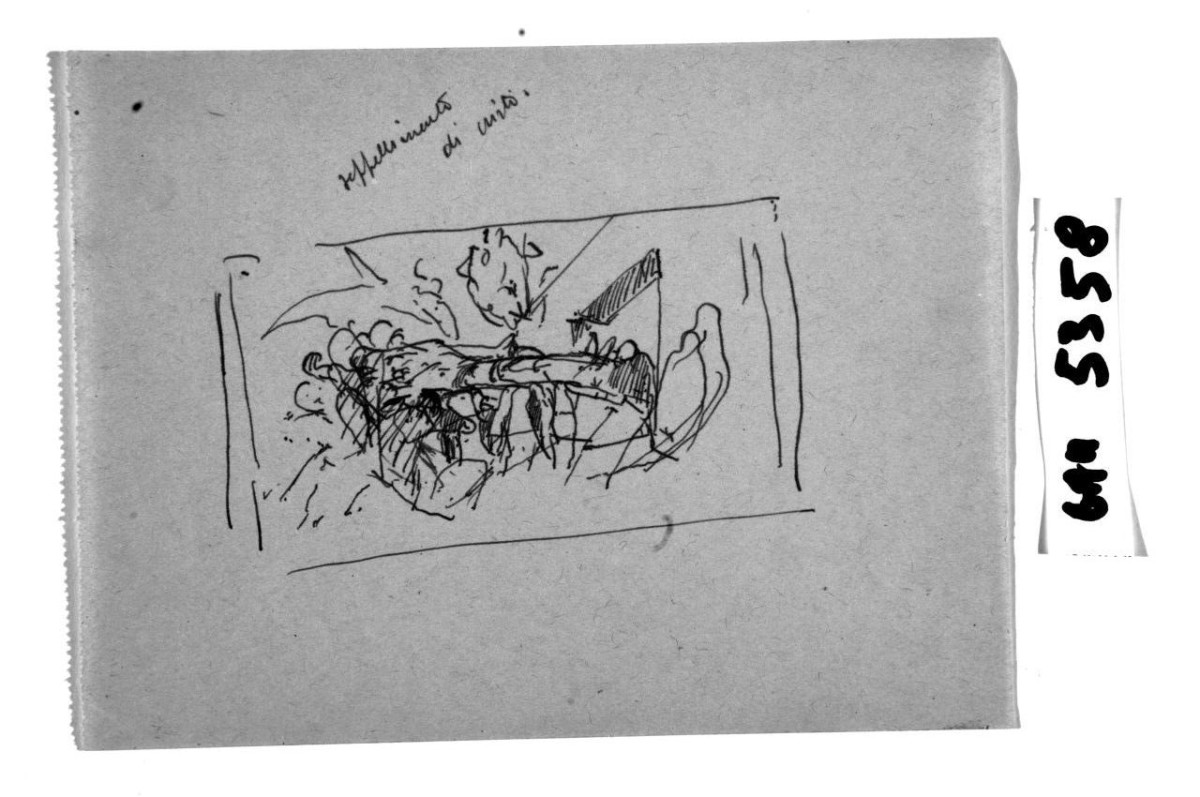 Seppellimento di Cristo, deposizione (disegno) di Carlini Spartaco (sec. XX)