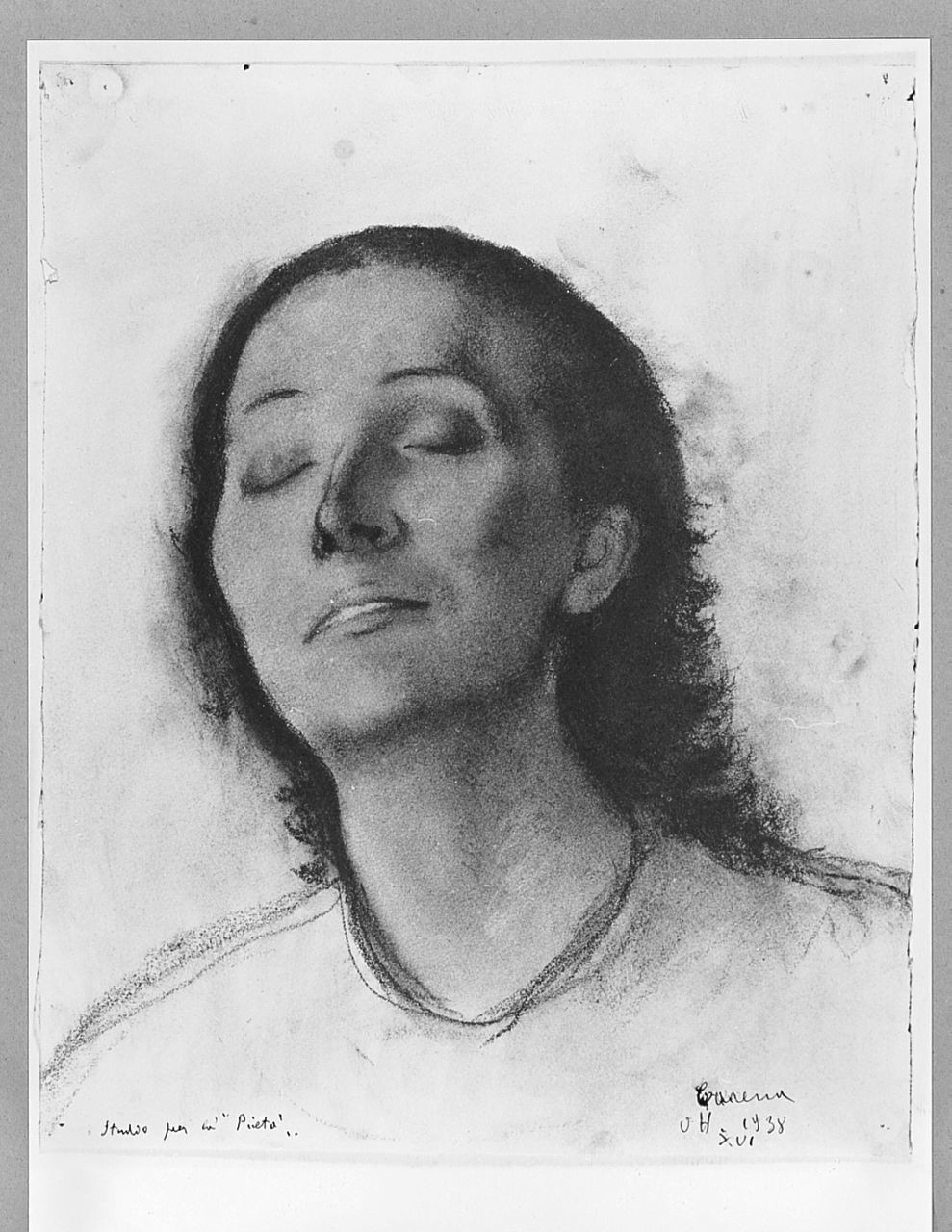 ritratto di donna (disegno) di Carena Felice (sec. XX)