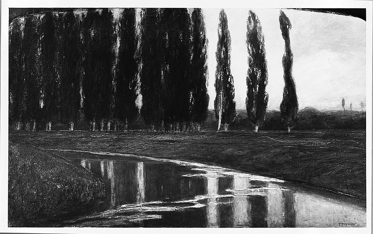 Le armonie del silenzio (Silenziose armonie), paesaggio fluviale (dipinto) di Fragiacomo Pietro (sec. XX)