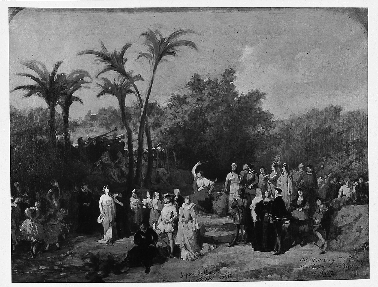 Il trionfo della musica, concerto campestre (dipinto) di Gatti Annibale (ultimo quarto sec. XIX)