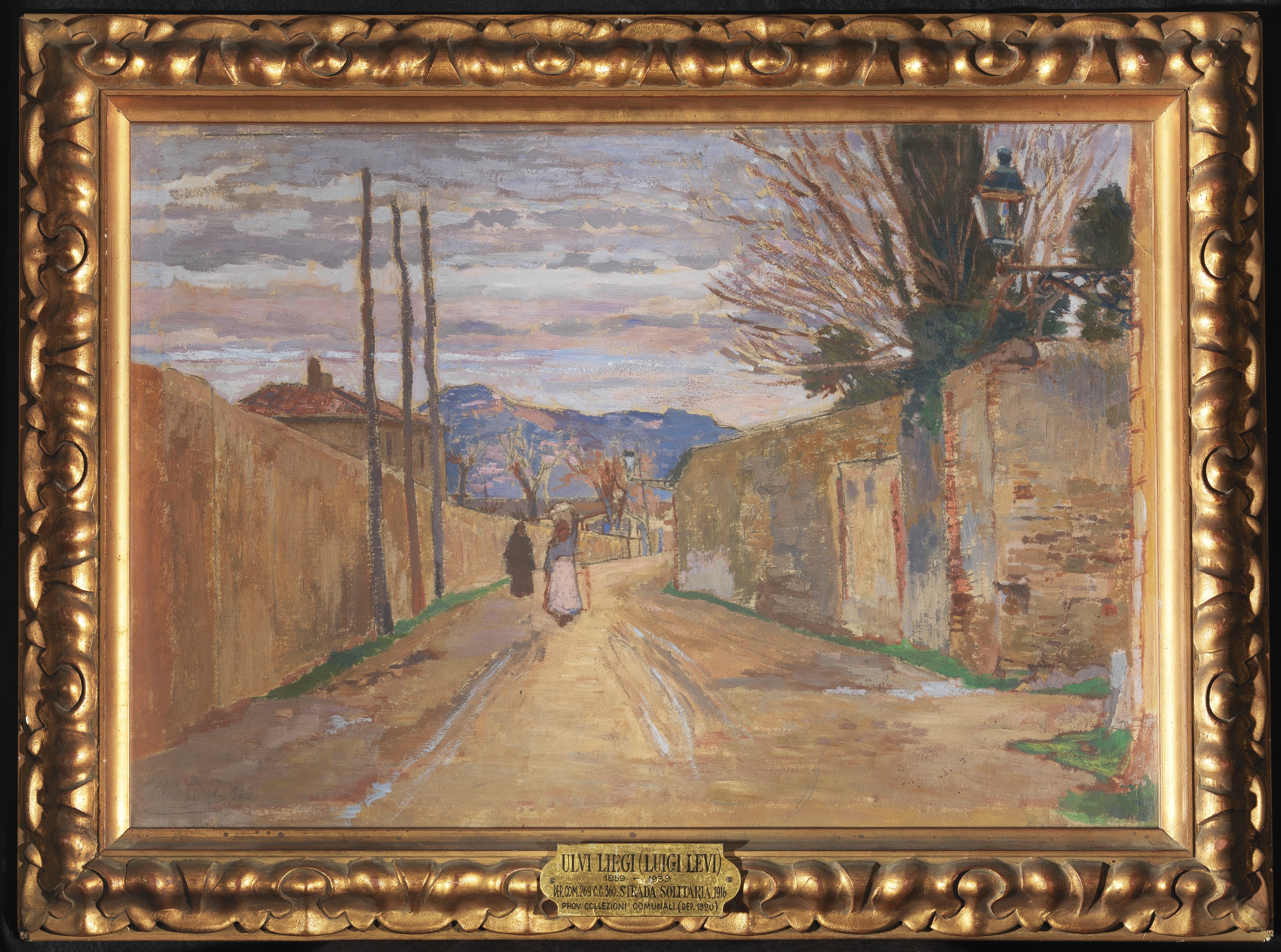 Strada solitaria, strada di campagna (dipinto) di Levi Luigi (sec. XX)