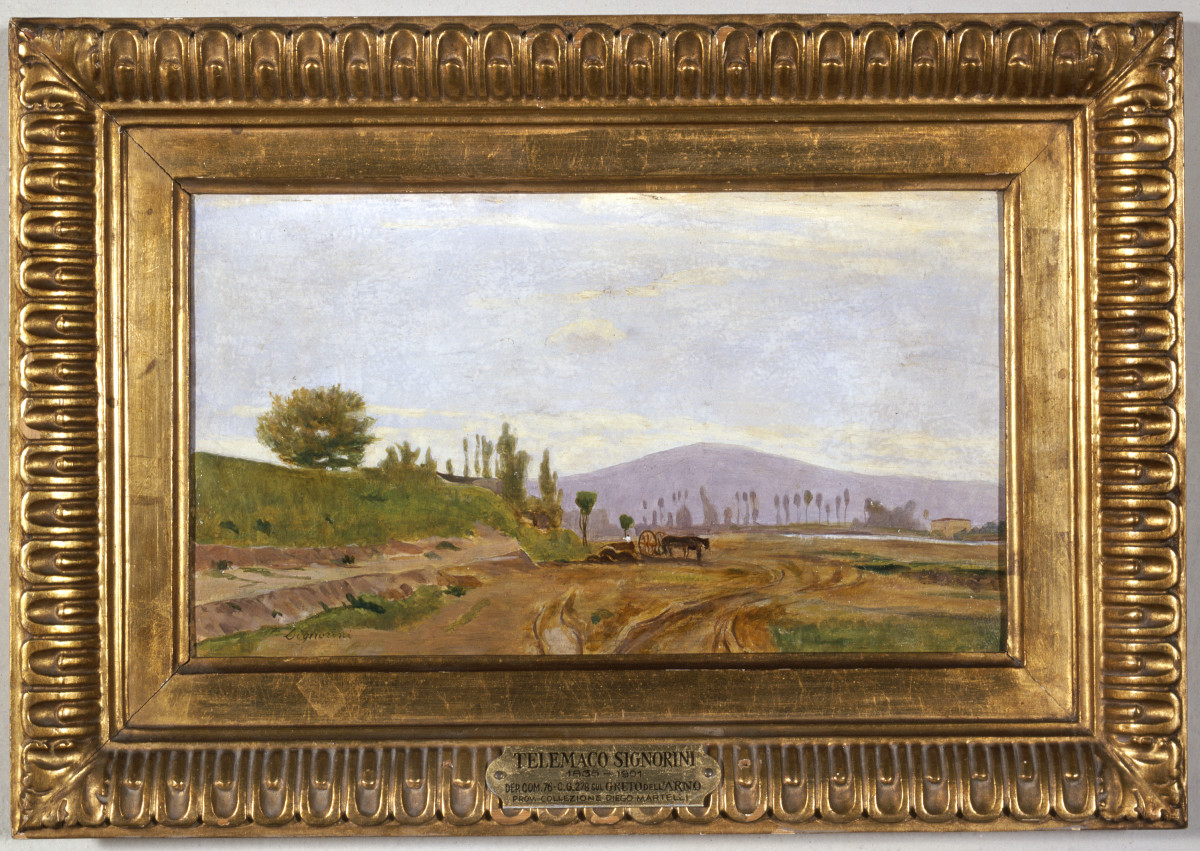 Sul greto dell'Arno, strada sul greto dell'Arno (dipinto) di Signorini Telemaco (sec. XIX)