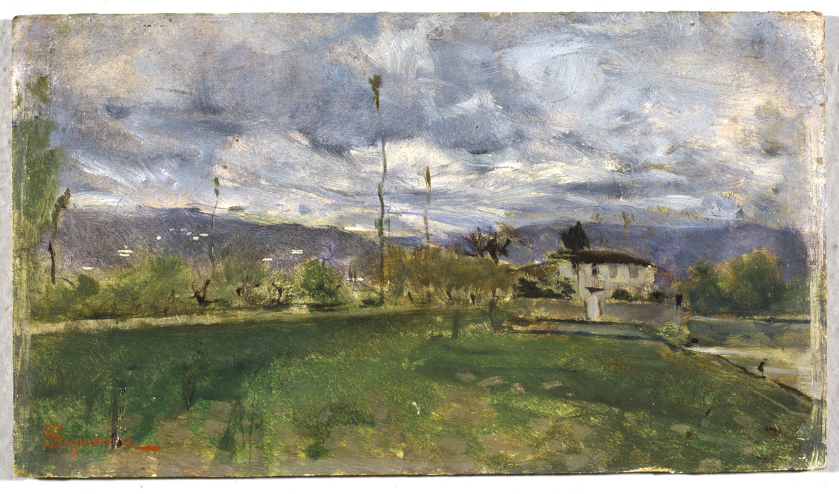 Paesaggio nuvoloso, paesaggio (dipinto) di Signorini Telemaco (sec. XIX)
