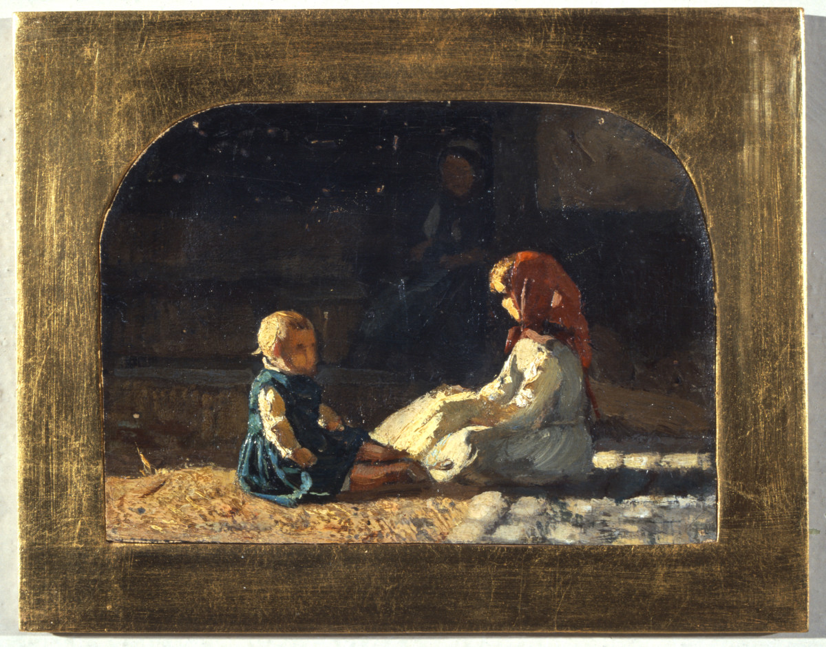Bambini al sole, scena campestre (dipinto) di Signorini Telemaco (sec. XIX)