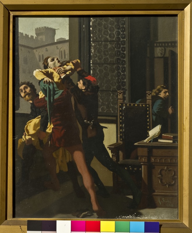 scena medievale (dipinto) di Sorbi Raffaello (sec. XIX)