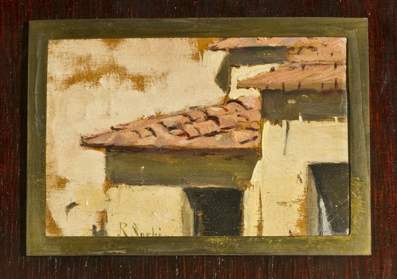 casa colonica (dipinto) di Sorbi Raffaello (sec. XIX)