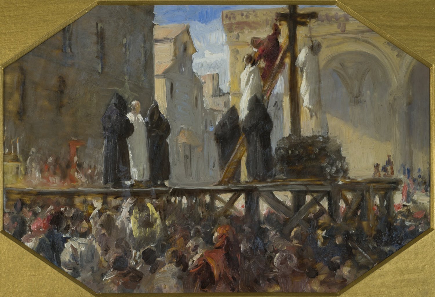 supplizio di Savonarola (dipinto) di Ussi Stefano (sec. XIX)