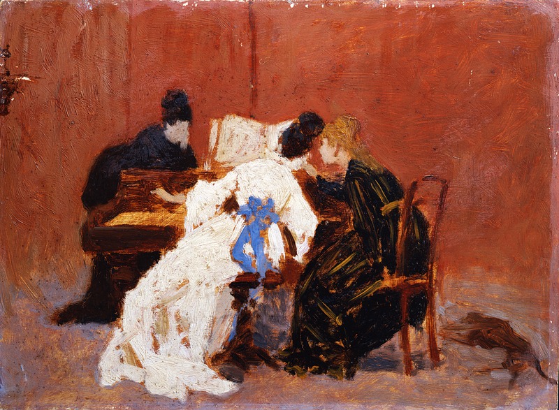 Al pianoforte, figure femminili (dipinto) di Zandomeneghi Federico (sec. XIX)