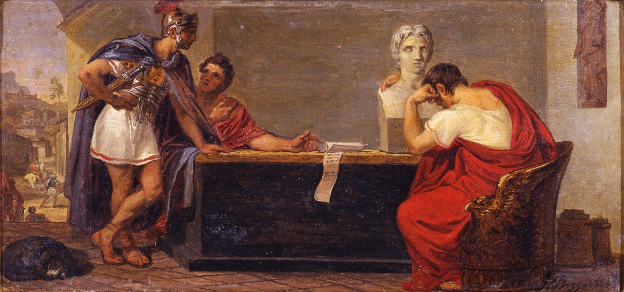 Cesare che piange a Cadice sull'erma di Alessandro (dipinto) di Bezzuoli Giuseppe (sec. XIX)