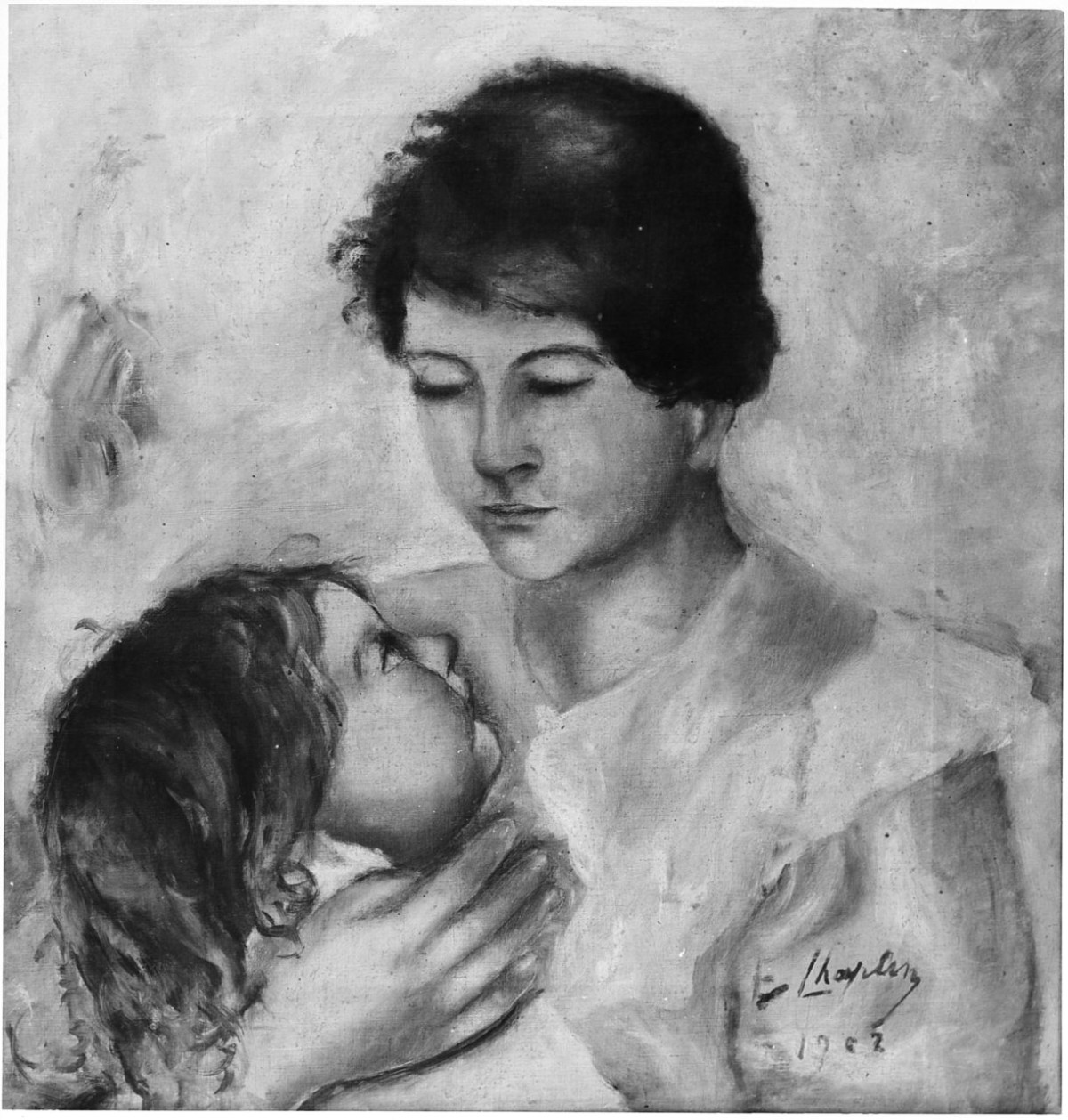 giovane madre con infante (dipinto) di Chaplin Elisabeth (sec. XX)