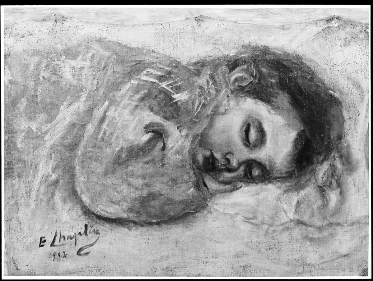 Bambina che dorme, ritratto di bambina (dipinto) di Chaplin Elisabeth (sec. XX)