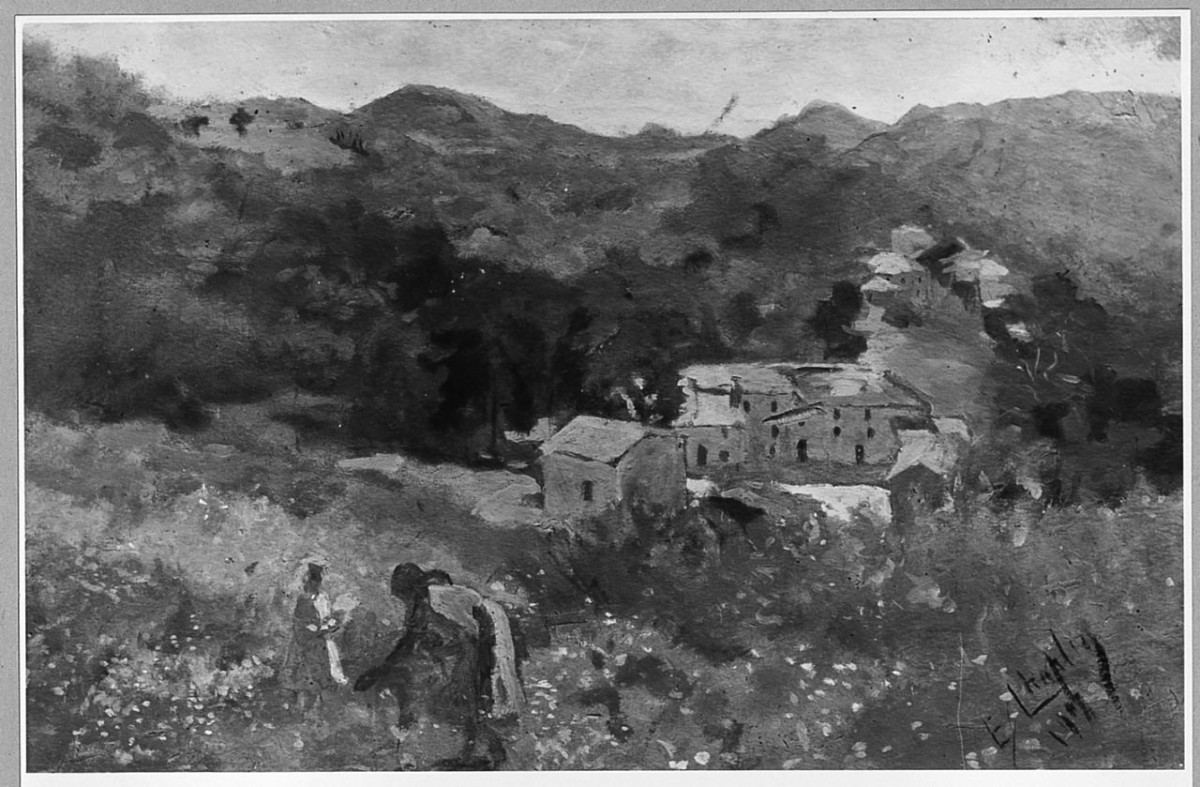 Paesaggio toscano, paesaggio (dipinto) di Chaplin Elisabeth (sec. XX)