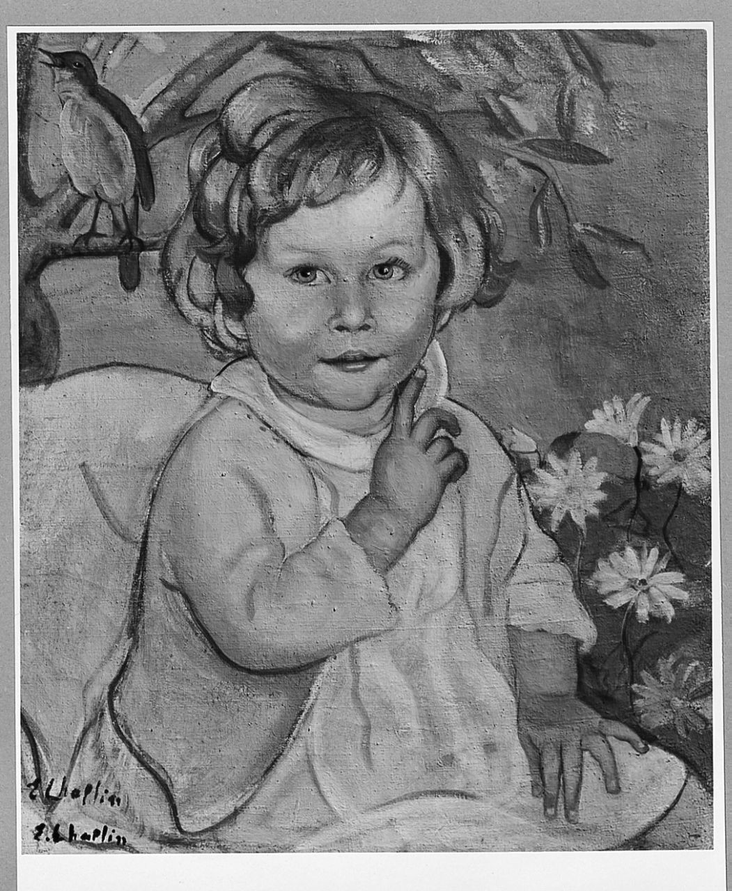 Ritratto di Robert con uccellino, ritratto di bambino (dipinto) di Chaplin Elisabeth (sec. XX)
