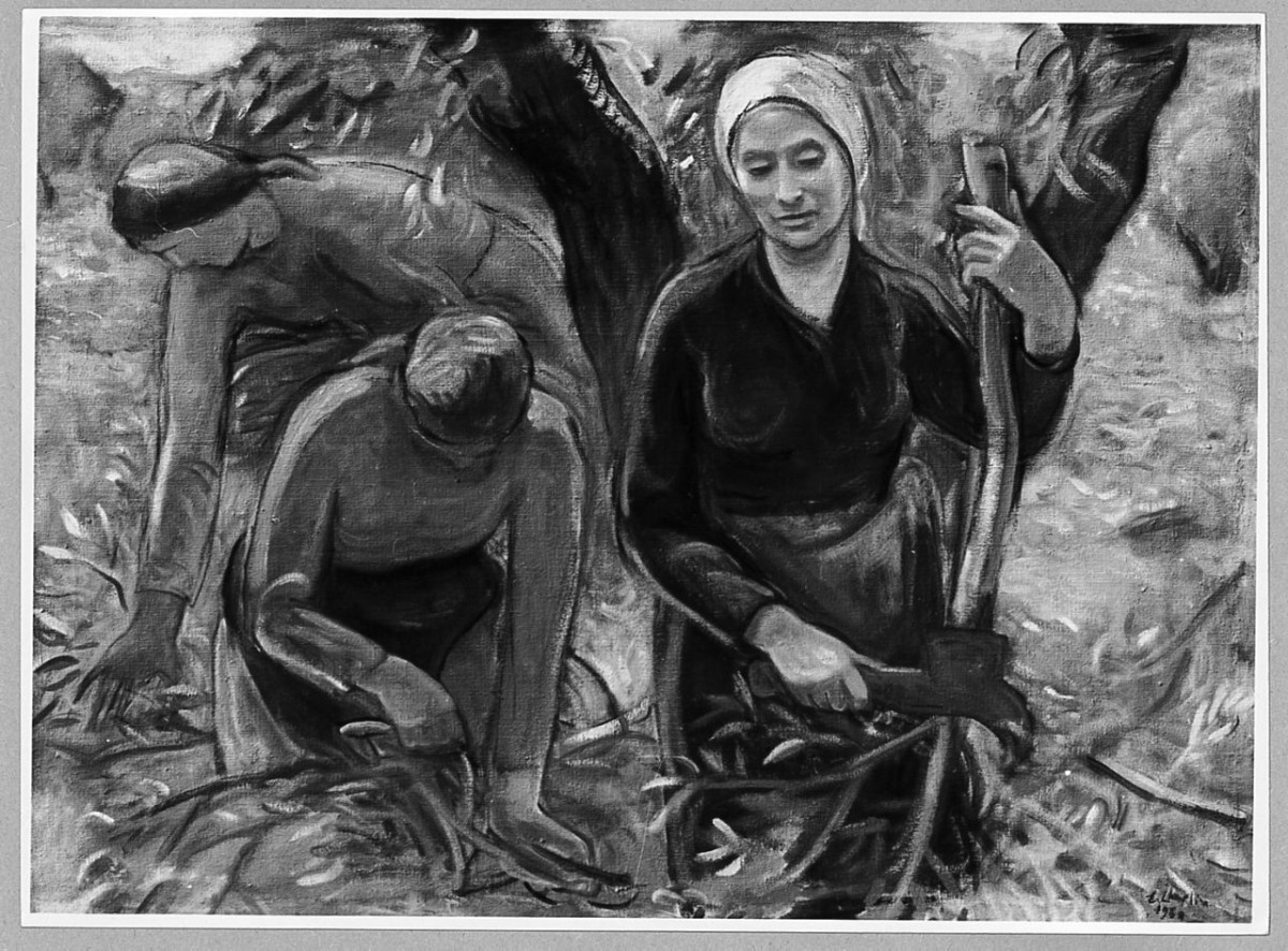 Donne toscane alla potatura, figure femminili (dipinto) di Chaplin Elisabeth (sec. XX)