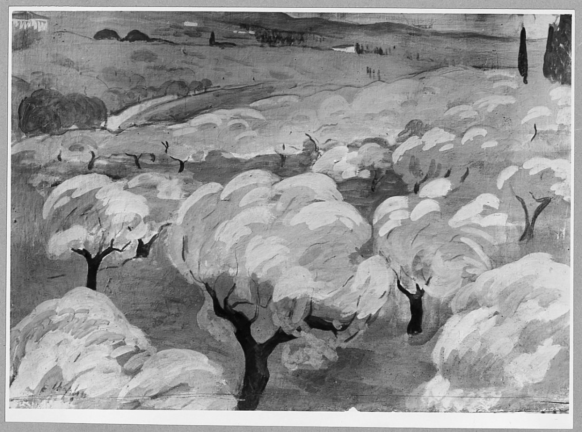 Olivi, paesaggio con alberi (dipinto) di Chaplin Elisabeth (sec. XX)