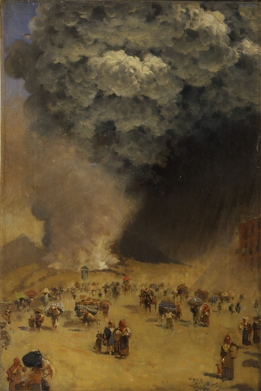 Pioggia di cenere (eruzione del Vesuvio), eruzione del Vesuvio (dipinto) di De Nittis Giuseppe (sec. XIX)