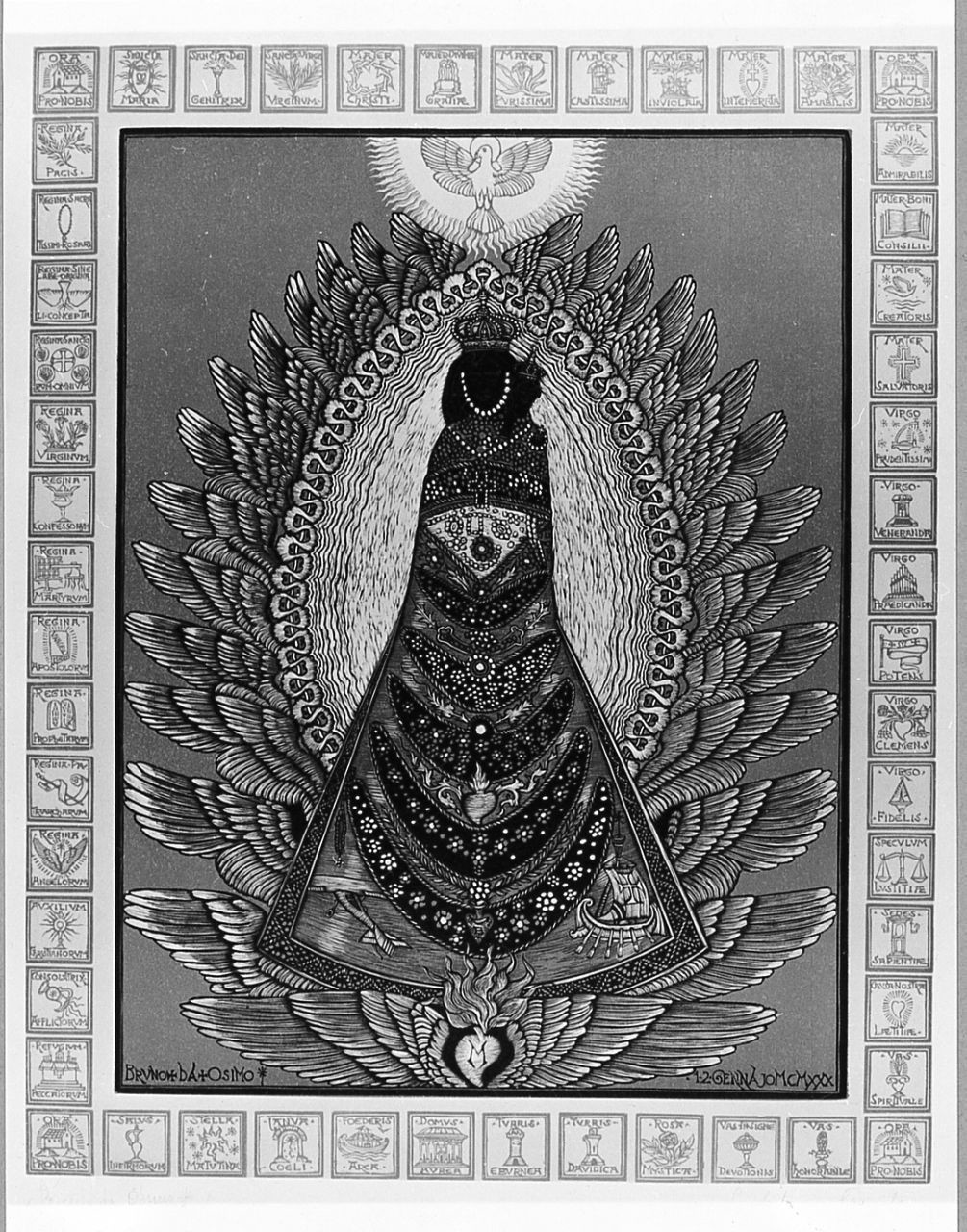 soggetto astratto (stampa) di Bruno da Osimo (sec. XX)