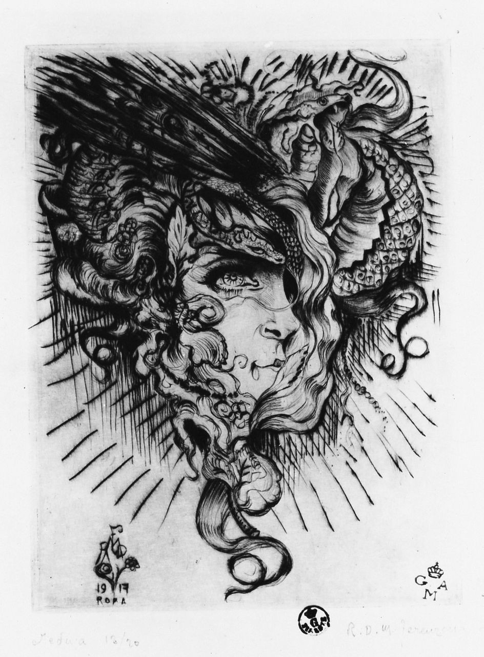 Medusa (stampa) di Dal Molin Ferenzona Raoul (sec. XX)
