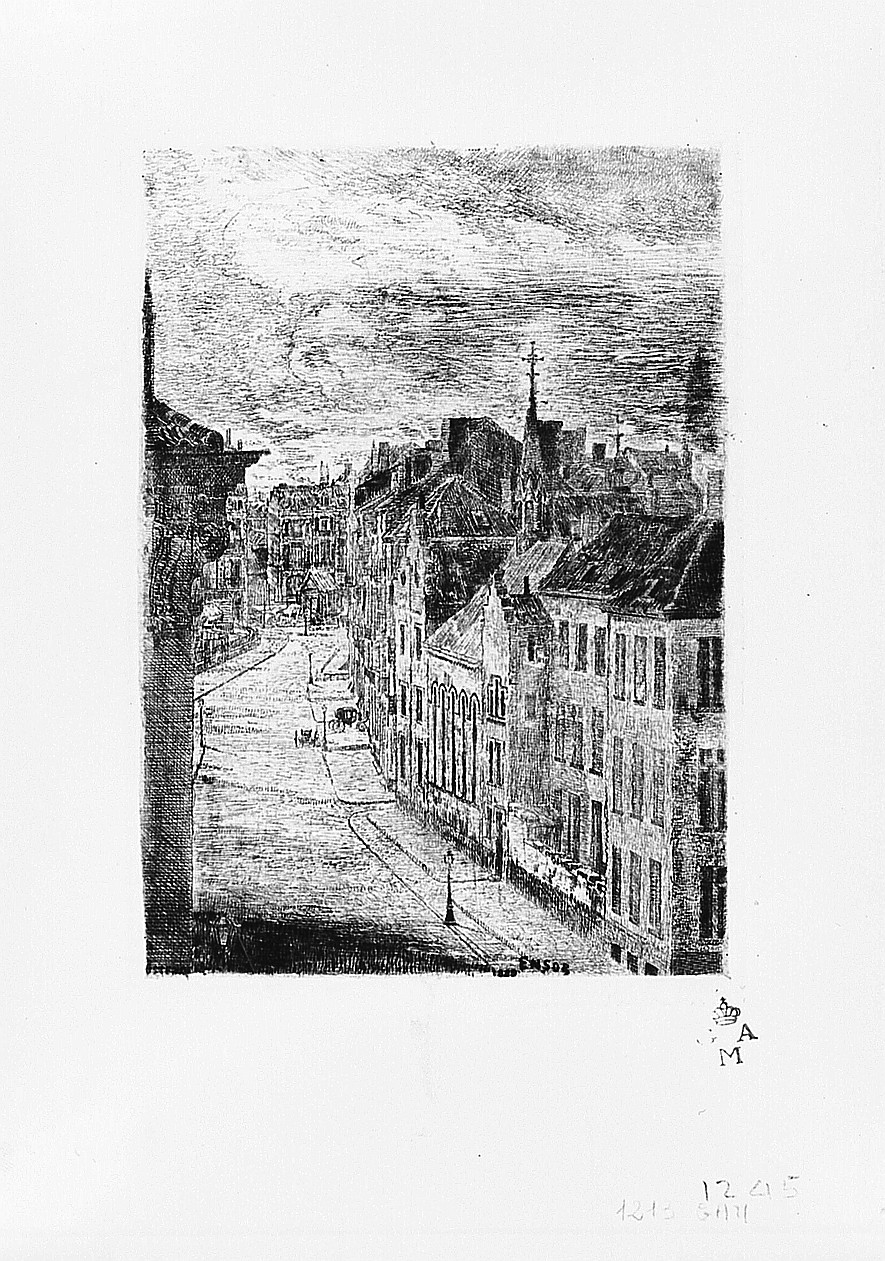 veduta di città (stampa) di Ensor James Sidney Edouard (sec. XIX)