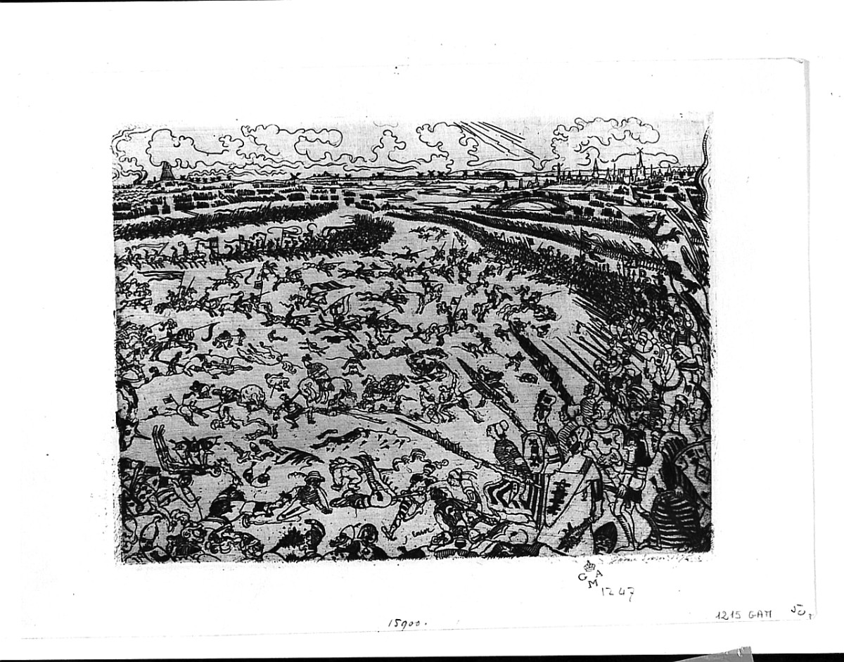 battaglia (stampa) di Ensor James Sidney Edouard (sec. XIX)