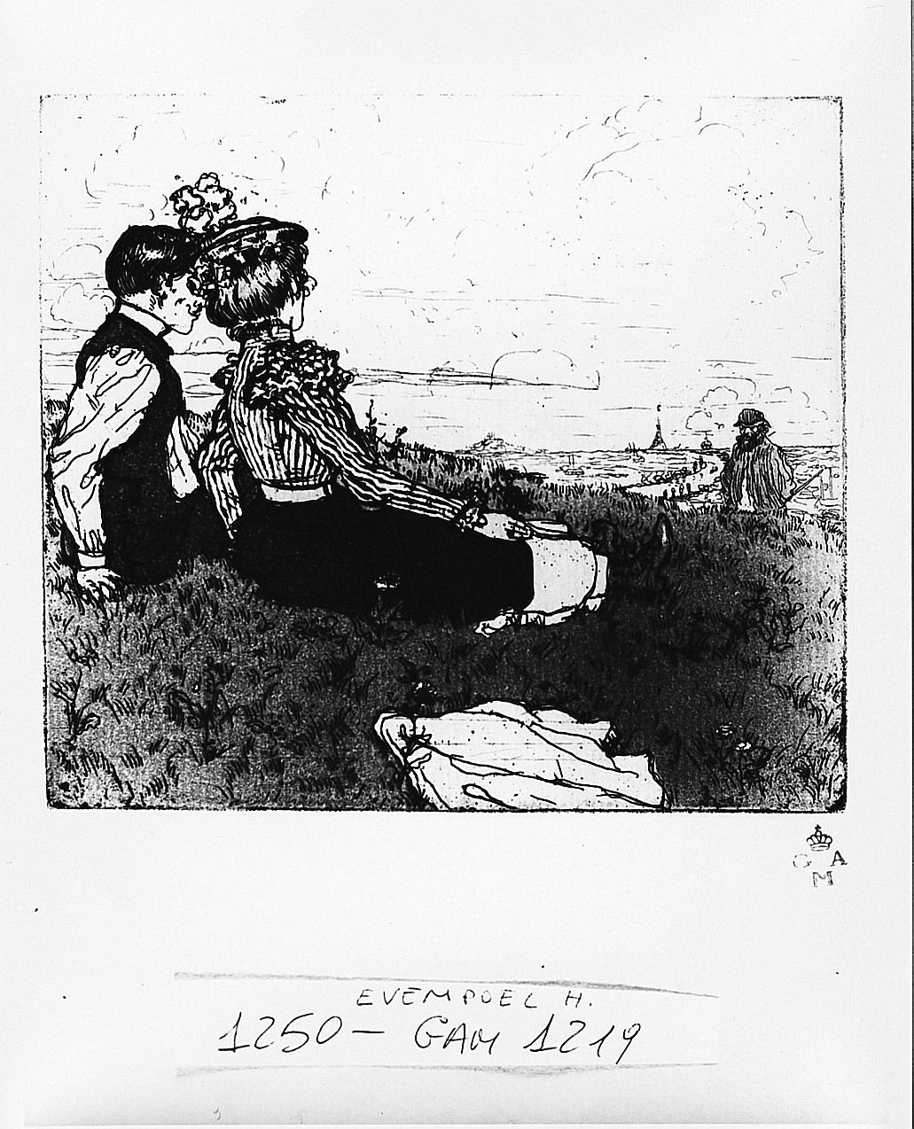 paesaggio con figure (stampa) di Evenepoel Henri Jacques-Edouard (sec. XIX)