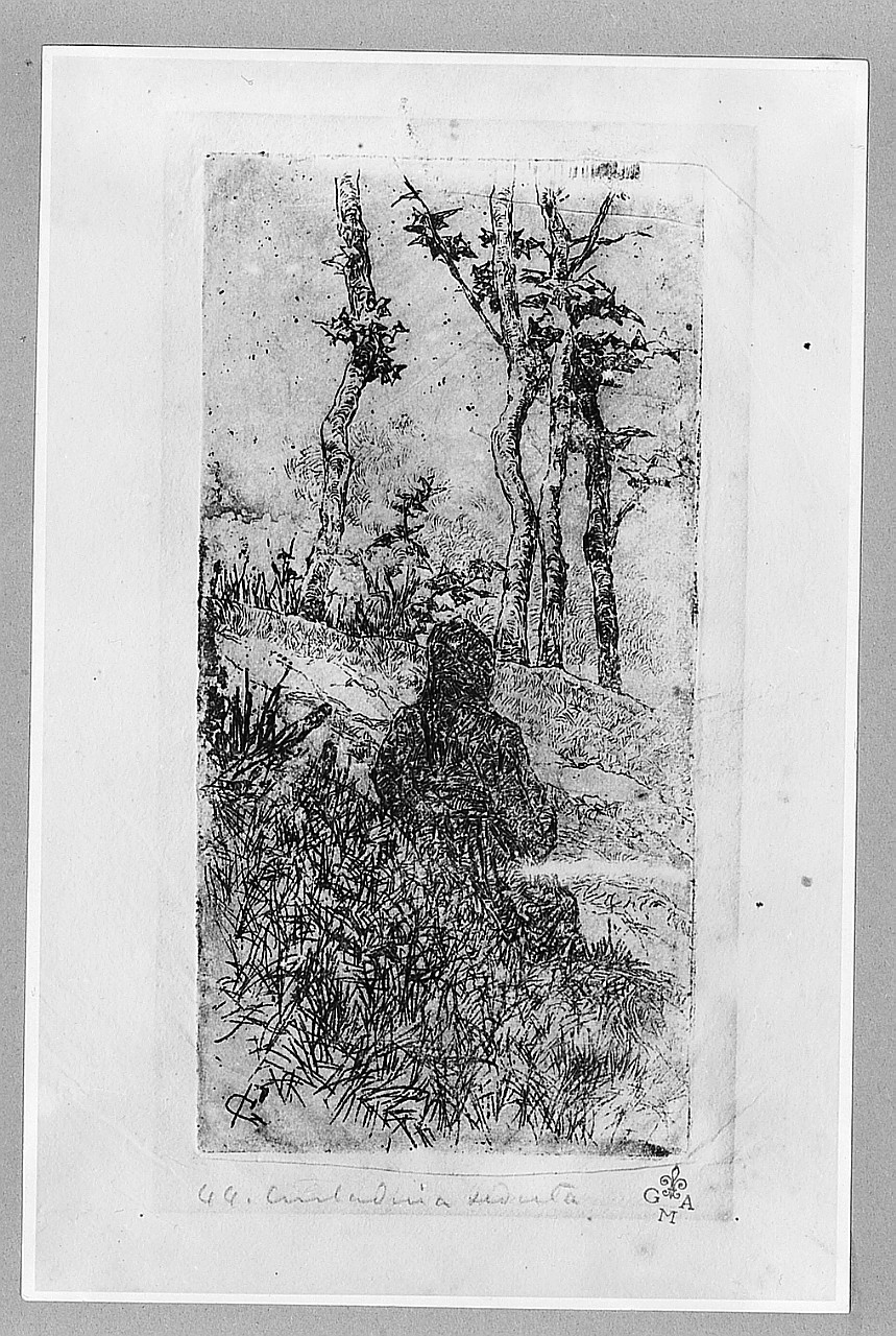 scena campestre (stampa) di Fattori Giovanni (sec. XIX)