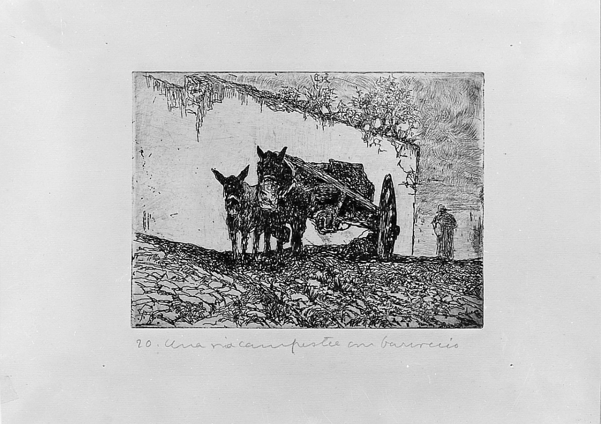 scena campestre (stampa) di Fattori Giovanni (sec. XX)