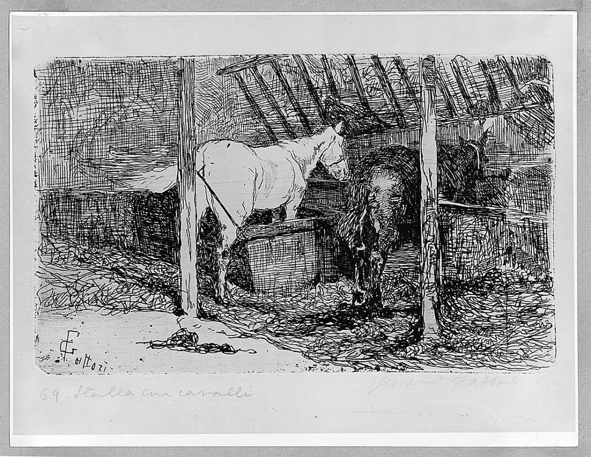 scena campestre (stampa) di Fattori Giovanni (sec. XIX)